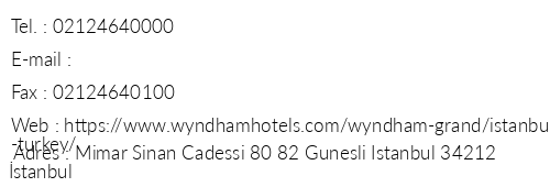 Wyndham stanbul Petek Hotel telefon numaralar, faks, e-mail, posta adresi ve iletiim bilgileri